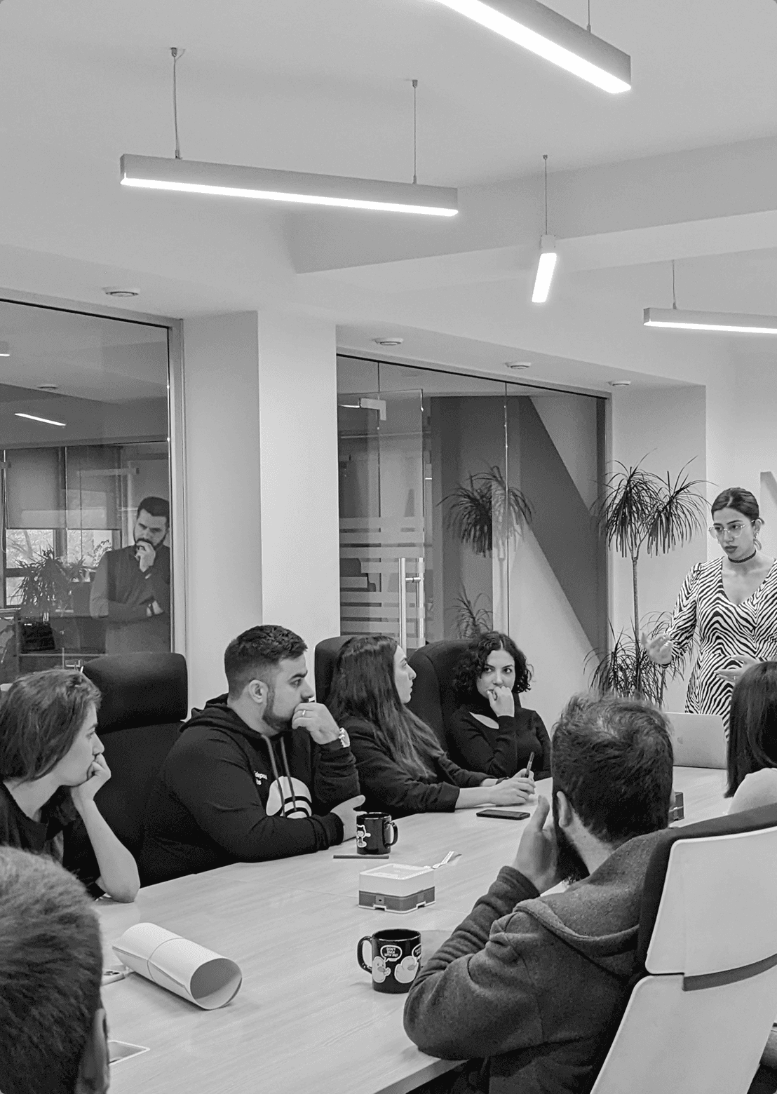 Team meeting in a modern office space